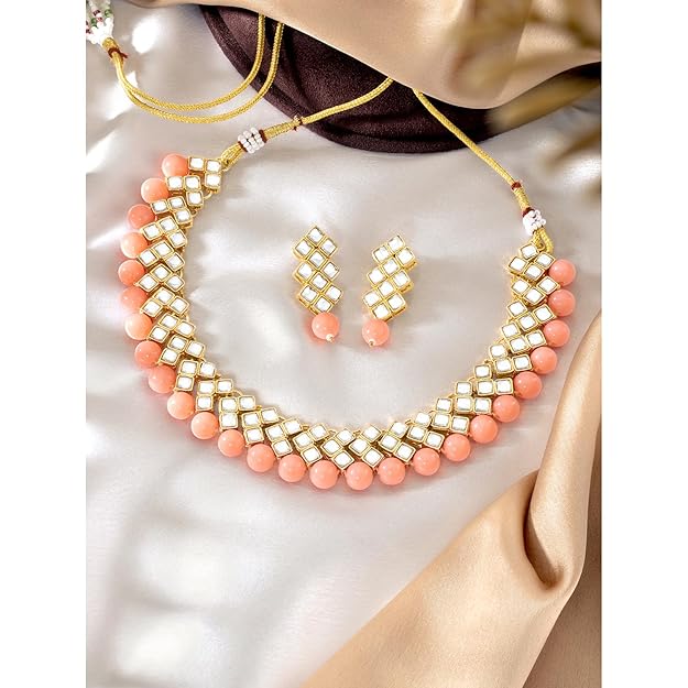 Kundan Faux Pearl Necklace & Jewelry Set Gift for Women