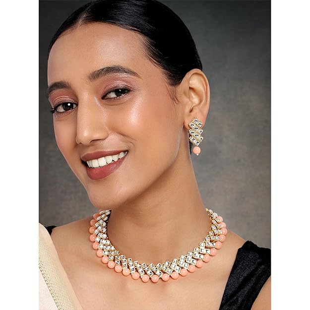 Kundan Faux Pearl Necklace & Jewelry Set Gift for Women